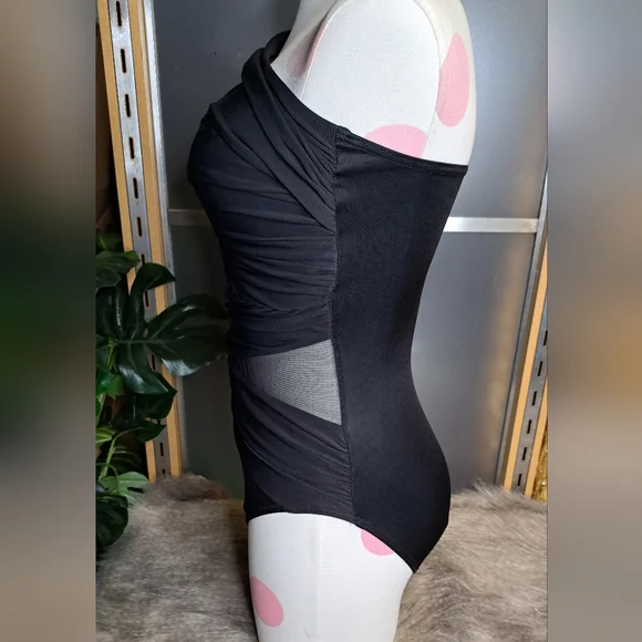 Miraclesuit • Black Sexy Ruched Slimming One Shoulder One Piece Swimsuit Summer